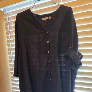 Navy Button Blouse 4X